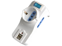 Globex adattatore triplo in blister 2p+t spina 16a/2 prese 10-16a+schuko c/interruttore+2 prese usb (5 pezzi) - Globex