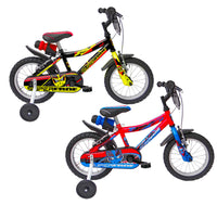 Bicicletta per Bambino 14” 2 Freni Super Hero Nero e Giallo o Rosso e Blu