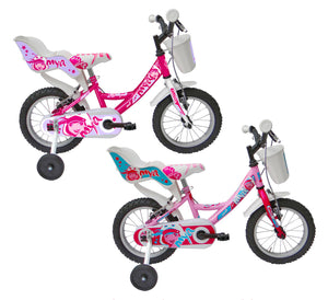 Bicicletta per Bambina 14” 2 Freni Bimba Mya Ciclamino o Rosa/Ciclamino