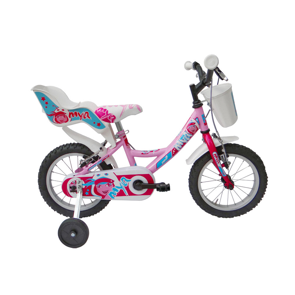 Bicicletta per Bambina 14” 2 Freni Bimba Mya Ciclamino o Rosa/Ciclamino