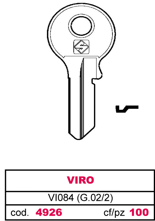 Silca chiave asc vi084 (g.vac 2) viro (20 pezzi) - Silca