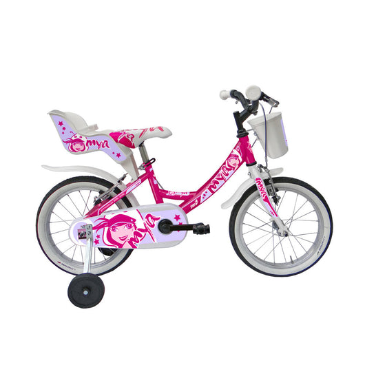 Bicicletta per Bambina 16” 2 Freni Bimba Mya Ciclamino o Rosa/Ciclamino