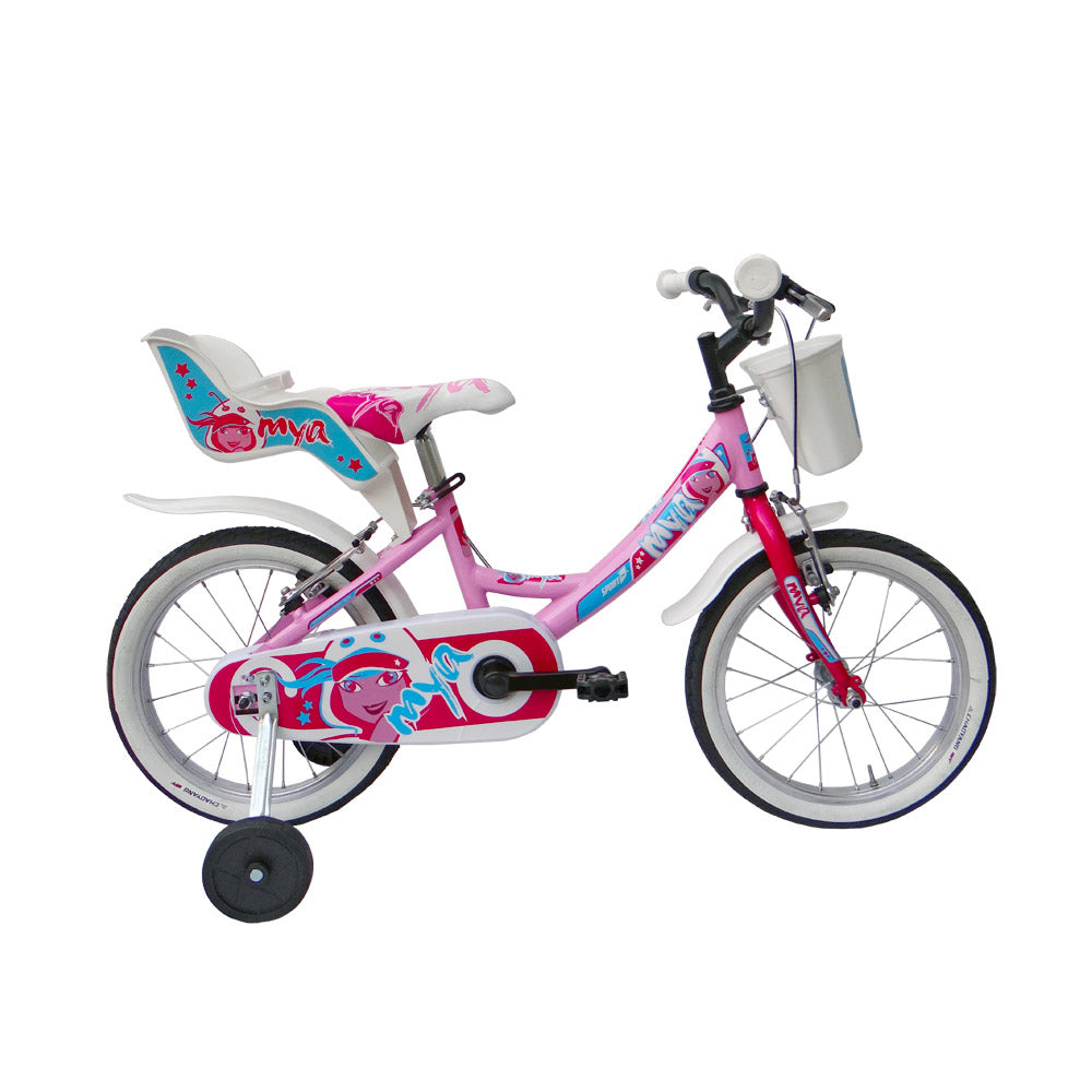 Bicicletta per Bambina 16” 2 Freni Bimba Mya Ciclamino o Rosa/Ciclamino