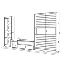 Mobile Soggiorno TV, 320x186x35cm, Camino elettrico RF 2583