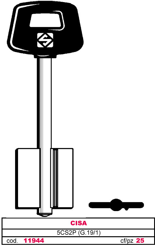 Silca chiave a doppia mappa 5cs2p (g.vat 6) cisa (5 pezzi) - Silca