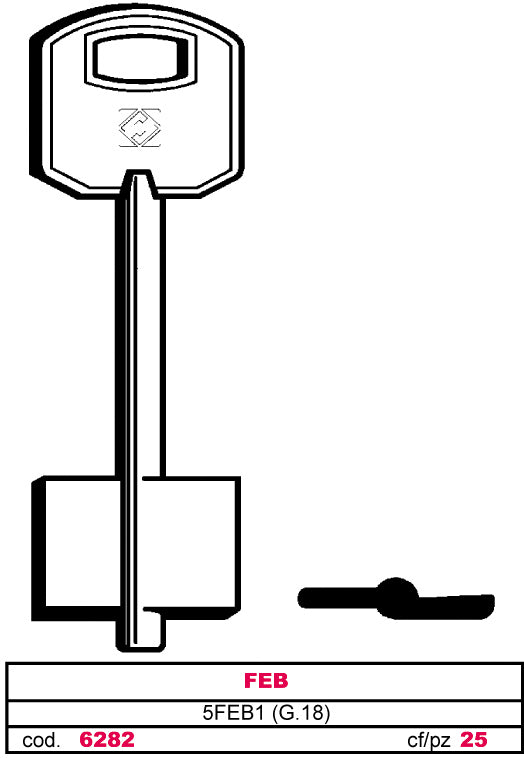 Silca chiave a doppia mappa 5feb1 (g.vas 5) feb (5 pezzi) - Silca