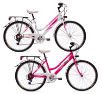 Bicicletta City Ragazza 24” 6 Velocità Grace Bianco o Ciclamino