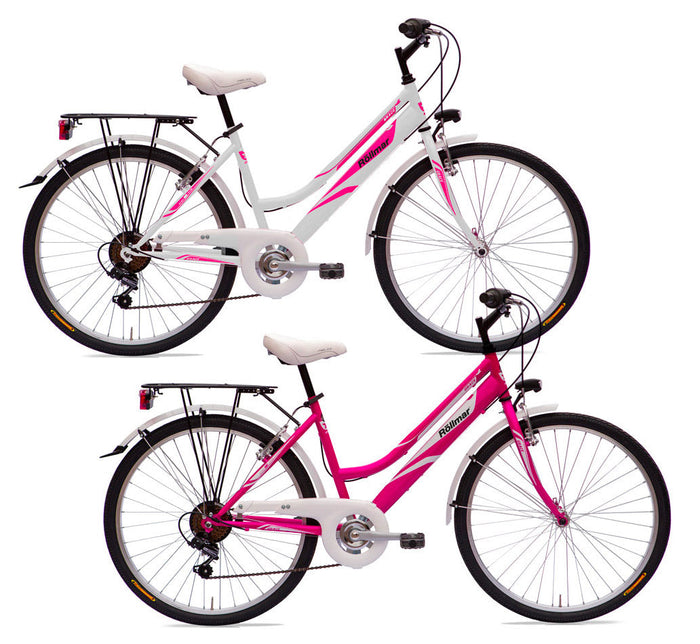 Bicicletta City Ragazza 24” 6 Velocità Grace Bianco o Ciclamino