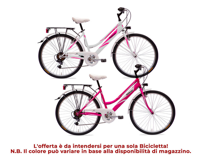 Bicicletta City Ragazza 24” 6 Velocità Grace Bianco o Ciclamino