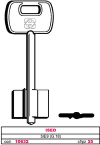 Silca chiave a doppia mappa 5ie9 (g.vas 5) iseo (25 pezzi) - Silca