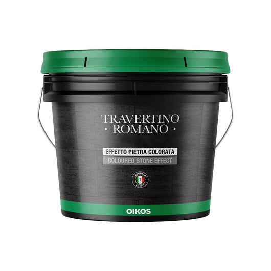 Travertino Romano-Speciale Intonaco Bianco Decorativo Riempitivo A Calce Pronto All'Uso-5 Litri-Oikos