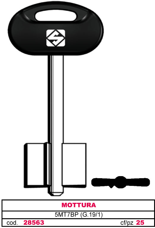 Silca chiave a doppia mappa 5mt7bp (g.vat 1) mottura (5 pezzi) - Silca