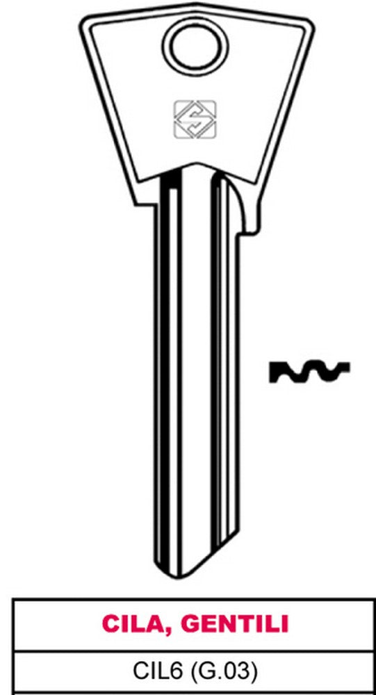 10pz chiave ottone cil6 (g.vad 0) cila, gentili vit30329