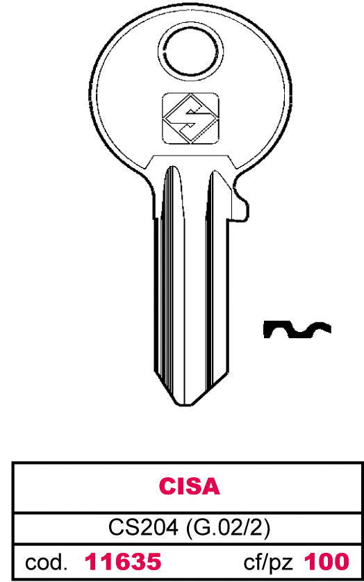 Silca chiave ottone cs204 (g.vac 2) cisa (20 pezzi) - Silca