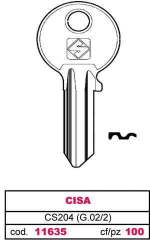 Silca chiave ottone cs204 (g.vac 2) cisa (20 pezzi) - Silca