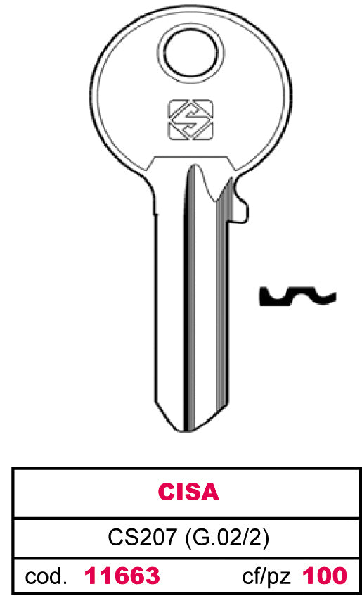Silca chiave ottone cs207 (g.vac 2) cisa (20 pezzi) - Silca