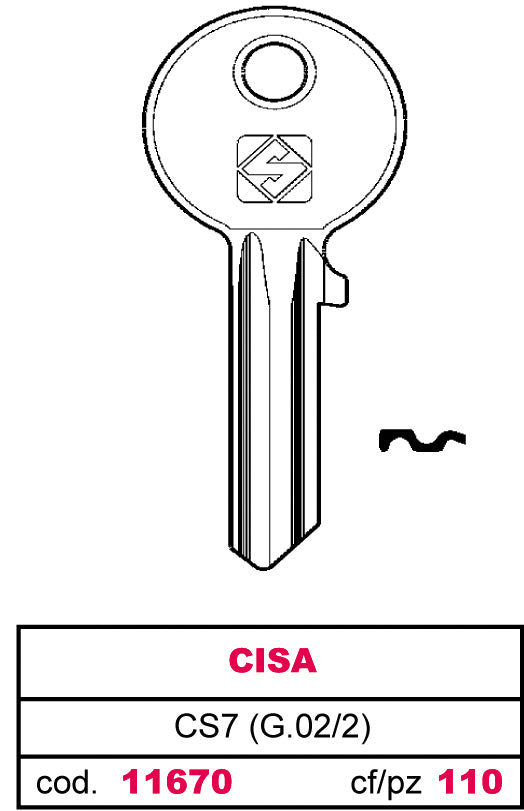 Silca chiave ottone cs7 (g.vac 2) cisa (50 pezzi) - Silca