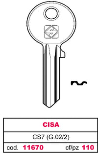 Silca chiave ottone cs7 (g.vac 2) cisa (50 pezzi) - Silca