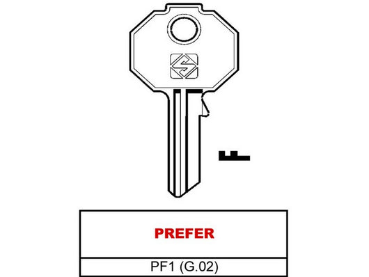 20pz chiave ottone pf1 (g.vac 0) prefer vit40236