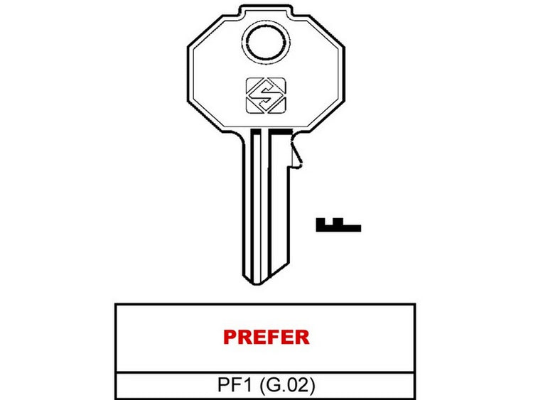 20pz chiave ottone pf1 (g.vac 0) prefer vit40236