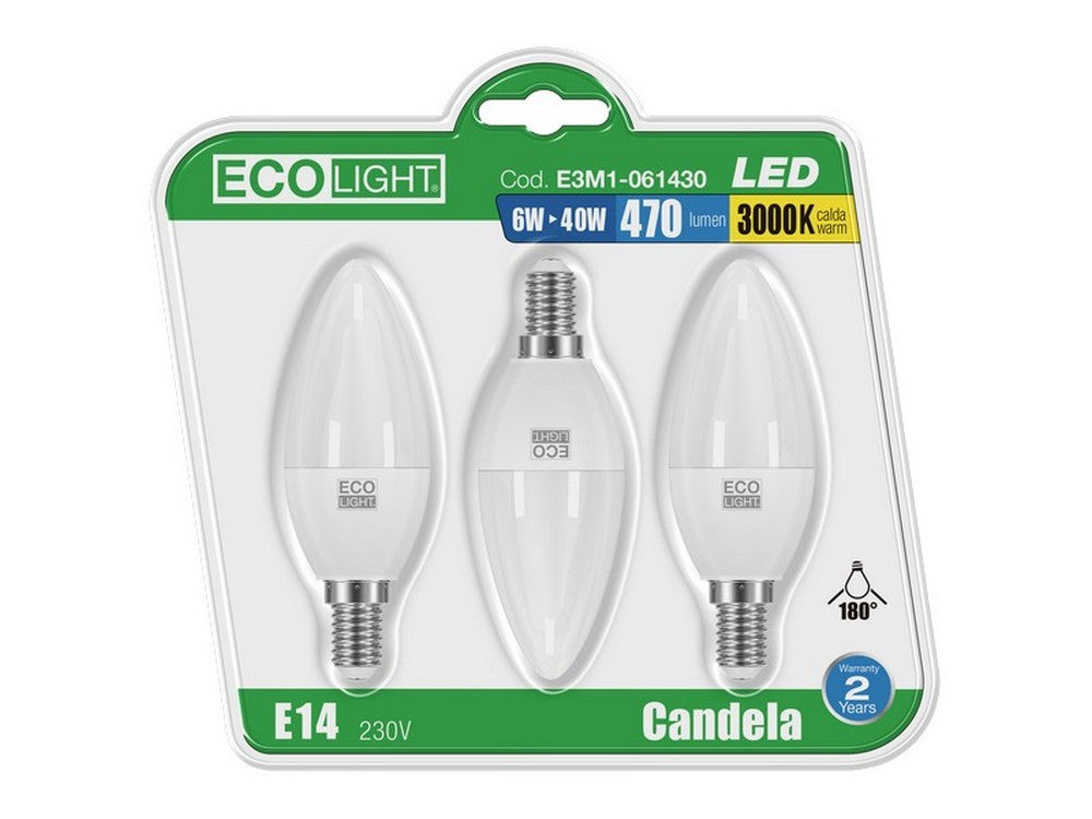 cf lampada a led candela e14 blister 3 pz. luce fredda 6 w vit44162