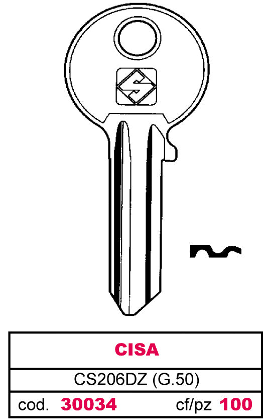 Silca chiave silky ottone cs206dz (g.vgb 1) cisa (100 pezzi) - Silca