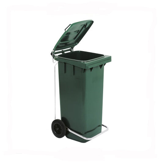 BIDONE RACCOLTA DIFFERENZIATA CARRELLATO 240LT + PEDALE + ANELLO + ASTE VERDE MOBIL PLASTIC