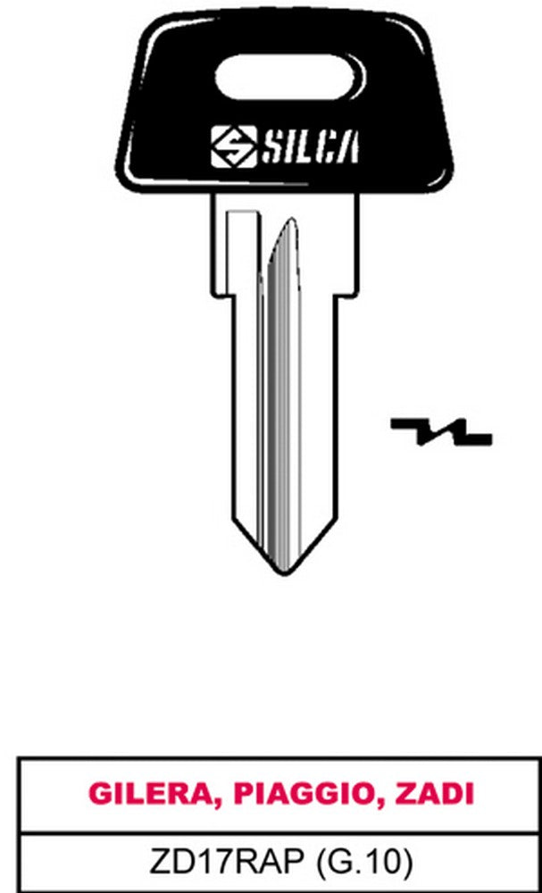 5pz chiave per auto asc zd17rap (g.vak 0) gilera, piaggio, zadi vit6725