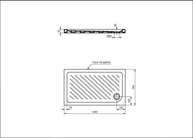 Piatto doccia in ceramica antiscivolo alto 7 cm Gemma 2 Ceramica Dolomite - Misura: 70 x 90 x h7 cm