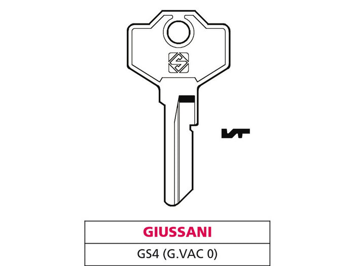 Silca chiave ottone gs4 (g. vac 0) giussani (20 pezzi) - Silca