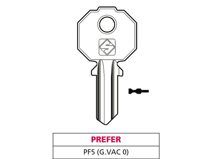 Silca chiave ottone pf5 (g. vac 0) prefer (20 pezzi) - Silca