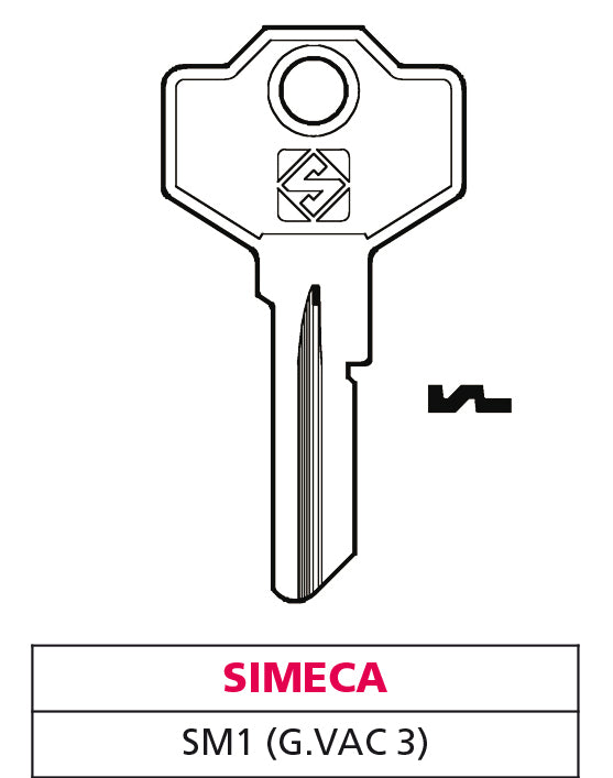 Silca chiave ottone sm1 (g. vac 3) simeca (20 pezzi) - Silca