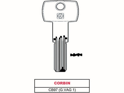 10pz chiave punzonata ottone cb97 (g.vag 1) corbin vit28591