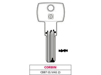 5pz chiave punzonata ottone cb87 (g. vag 2) corbin vit47510