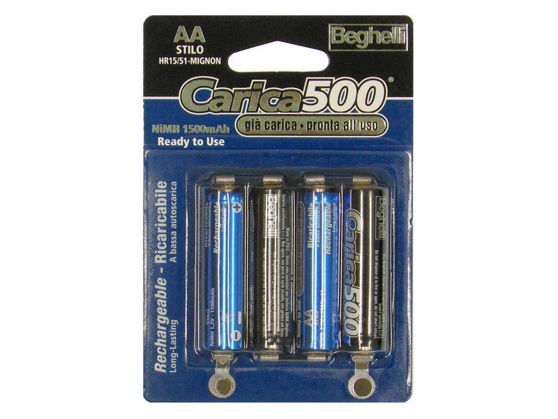 Beghelli pila ricaricabile carica 500 4 pz. stilo 1,2v-1400 mah (10 confezioni) - Beghelli