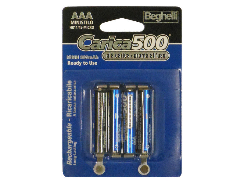 Beghelli pila ricaricabile carica 500 4 pz. ministilo 1,2v-800 mah. (10 confezioni) - Beghelli