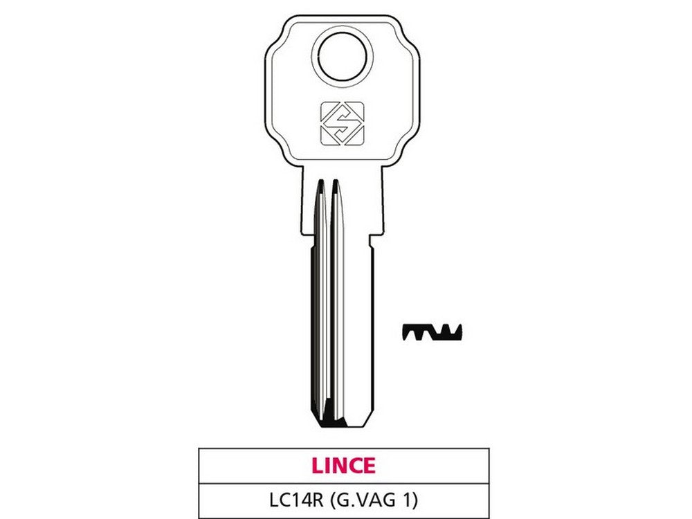 5pz chiave punzonata ottone lc14r (g. vag 1) lince vit47540