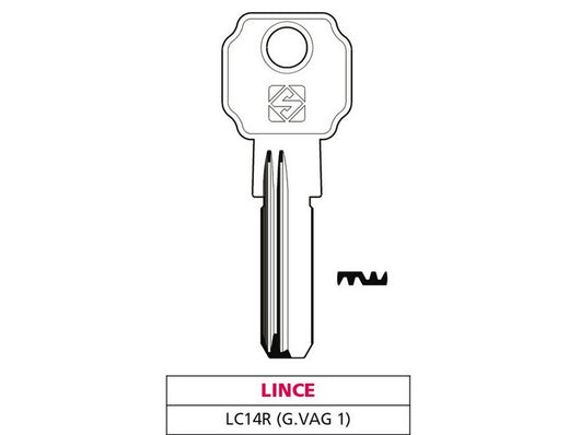 5pz chiave punzonata ottone lc14r (g. vag 1) lince vit47540