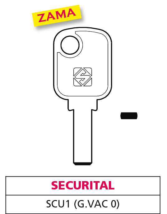 Silca chiave punzonata zama scu1 (g. vac 0) securital (10 pezzi) - Silca