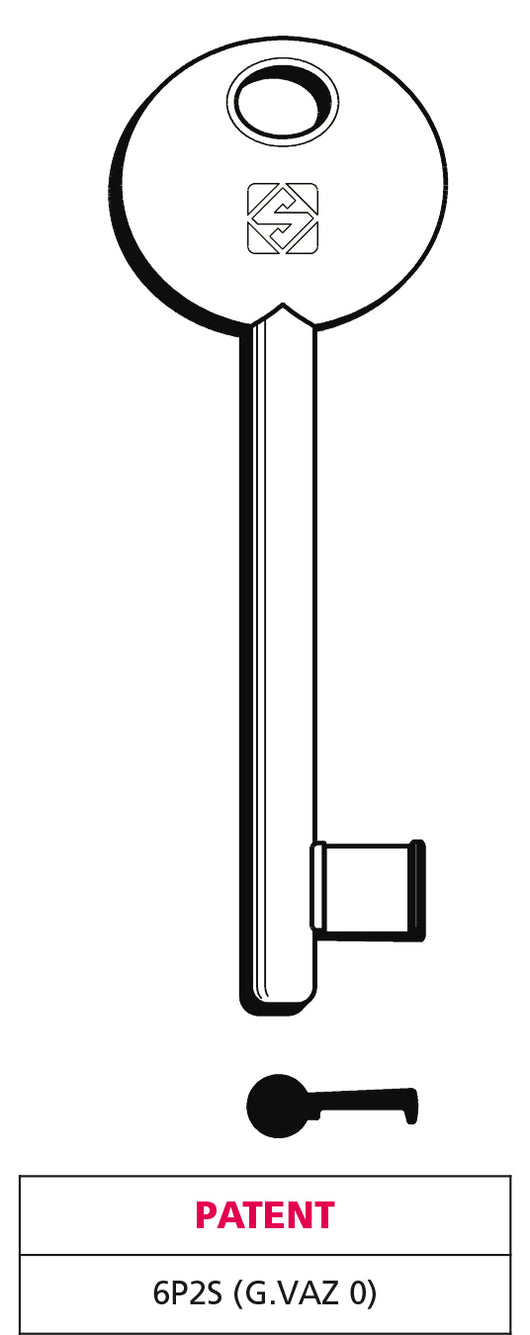 Silca chiave a mappa 6p2s (g. vaz 0) patent ottone nichelato (5 pezzi) - Silca