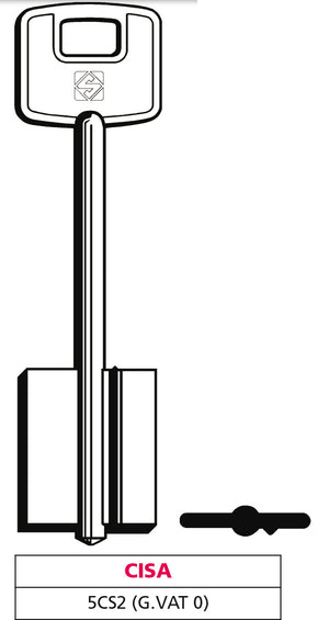 Silca chiave a doppia mappa 5cs2 (g. vat 0) cisa (5 pezzi) - Silca