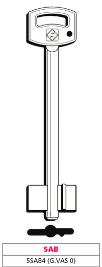 Silca chiave a doppia mappa 5sab4 (g. vas 0) sab (5 pezzi) - Silca