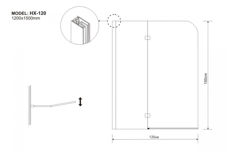 Anta sopravasca doppia anta pieghevole in vetro trasparente da 5 mm Telaio Cromato - Misura: 120 x h150