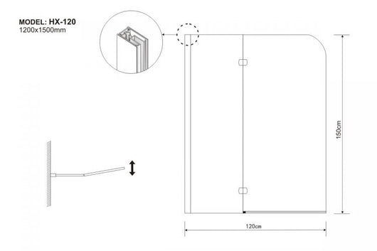 Anta sopravasca doppia anta pieghevole in vetro trasparente da 5 mm Telaio Cromato - Misura: 120 x h150