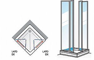 Box Doccia Angolare 2 lati a Scomparsa in Acrilico Telaio Alluminio Bianco Senza Guide - Misura: 80 x 80 x h100