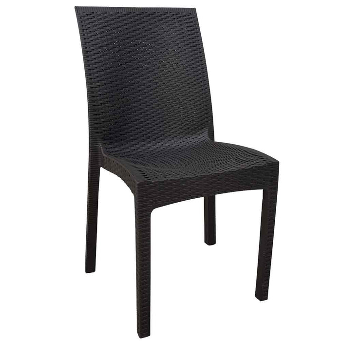 Sedia Costy plastica marrone effetto rattan unico monoblocco