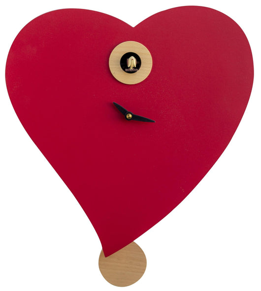 Orologio a Cucù da Parete 33x34x10 cm Pirondini Italia Cuore Rosso