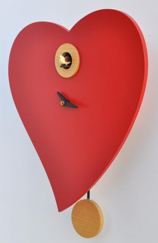 Orologio a Cucù da Parete 33x34x10 cm Pirondini Italia Cuore Rosso