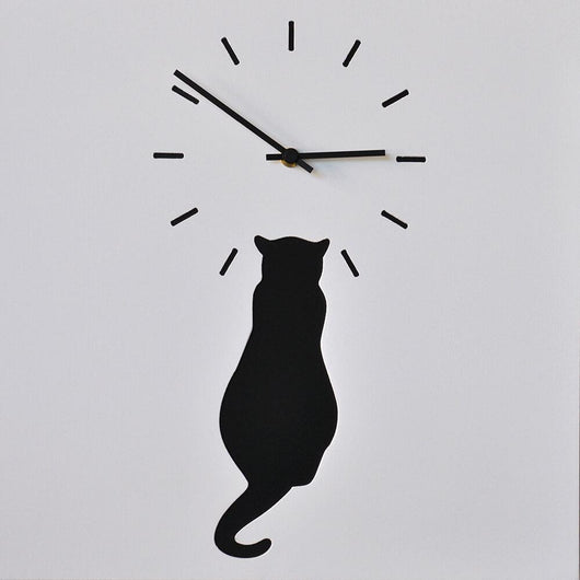 Orologio da Parete Quadrato 38,5X38,5Cm Pirondini Italia Cat Bianco e Gatto Nero