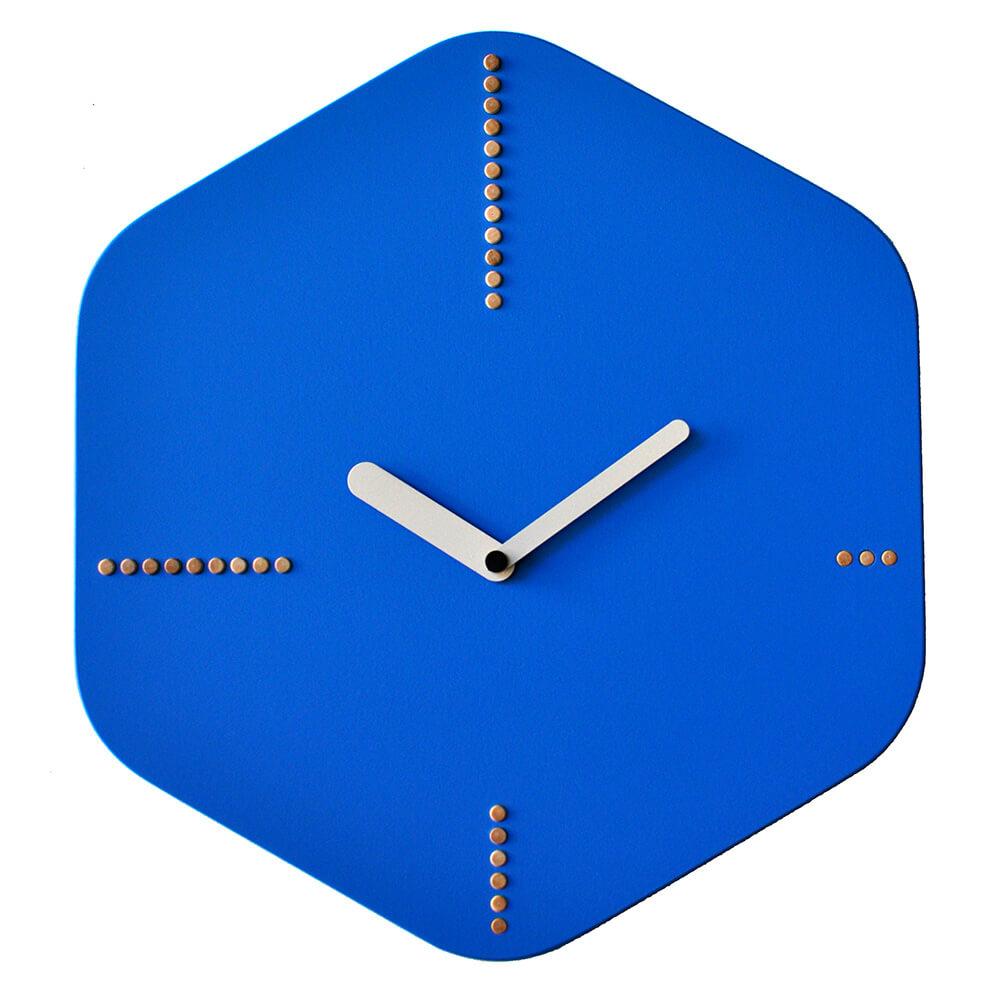 Orologio da Parete Esagonale 34,5X38Cm Pirondini Italia Hexagon Blu